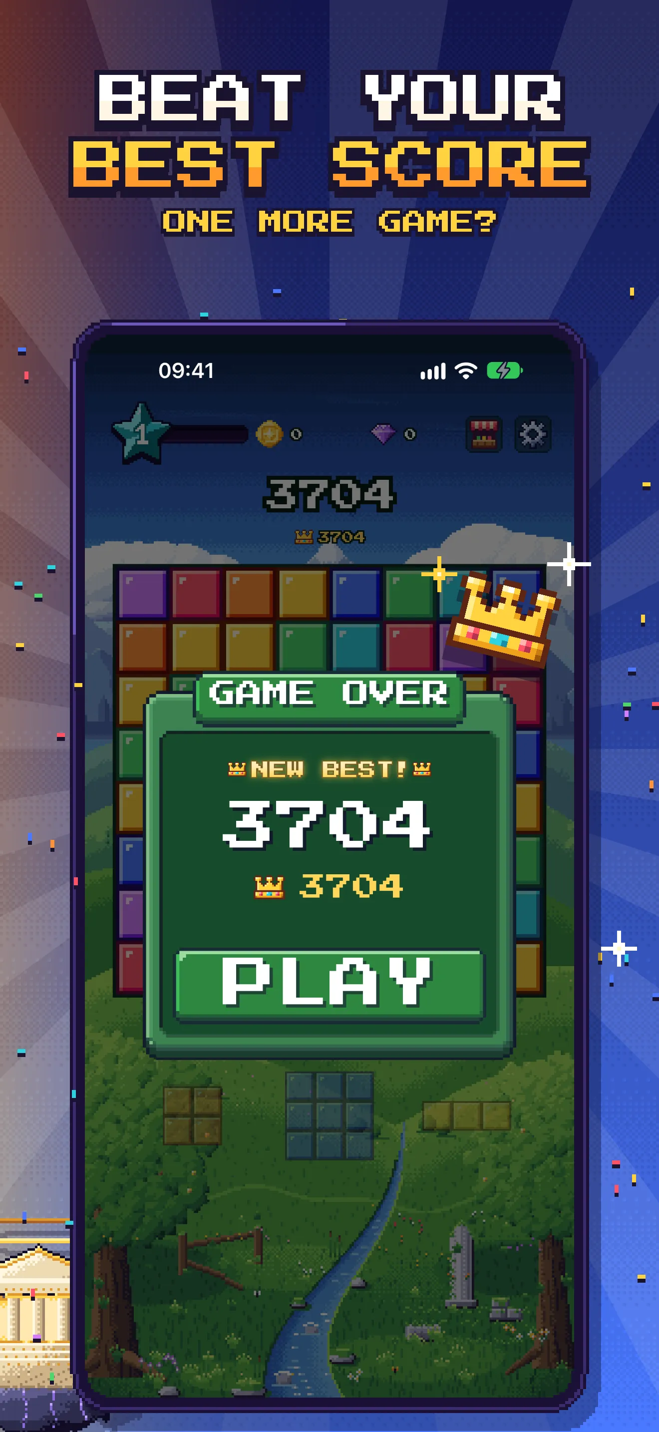 Game over with a new best score