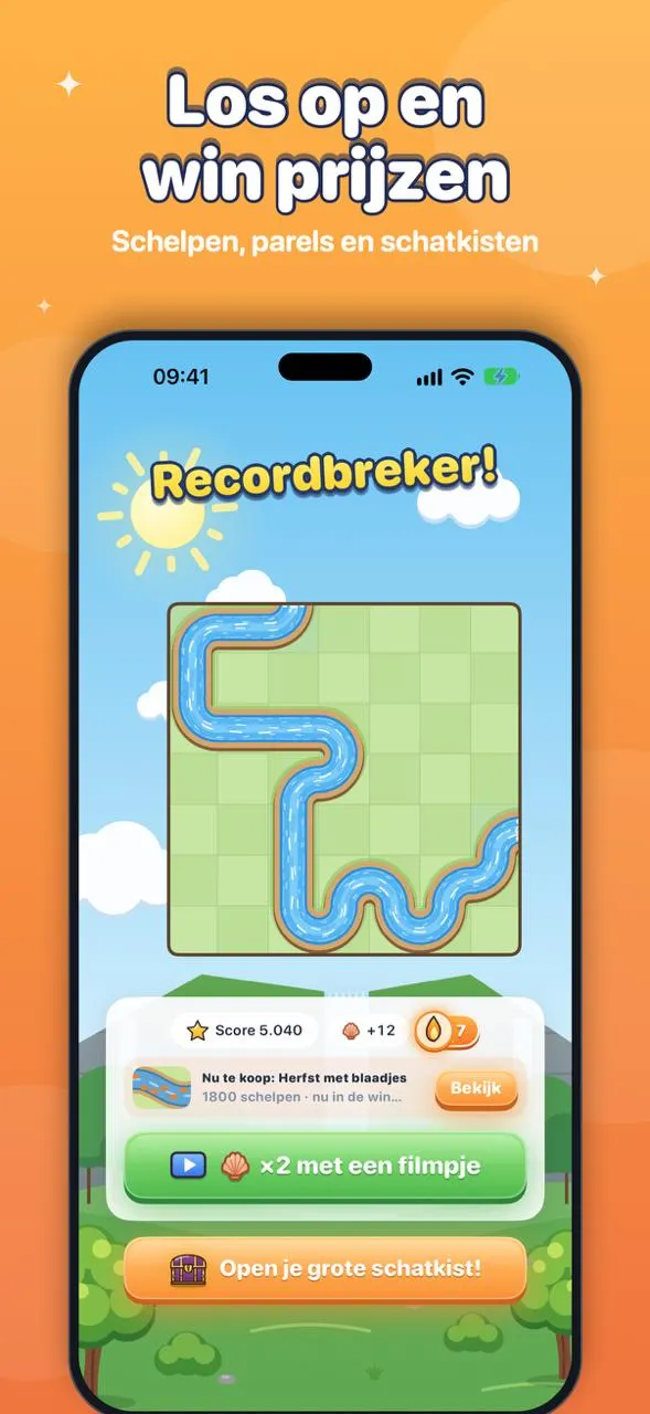 Solve and win prizes: shells, pearls and treasure chests